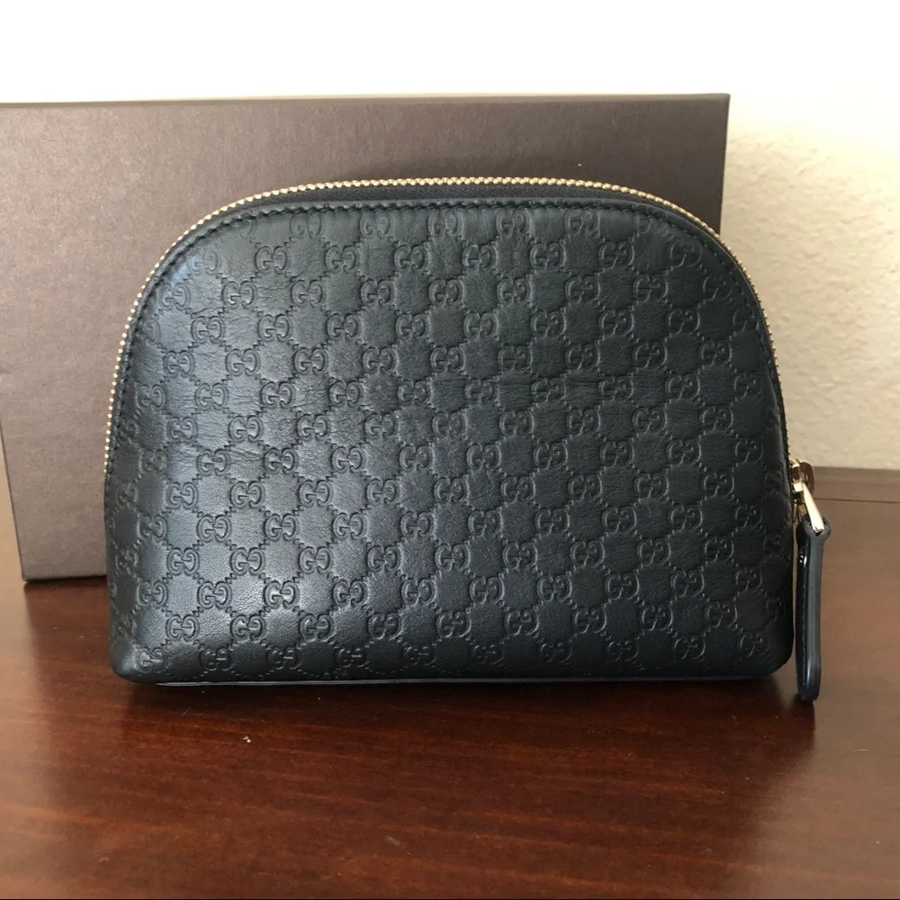 Gucci Black Guccissima Leather Cosmetic Bag - Picture 7 of 8